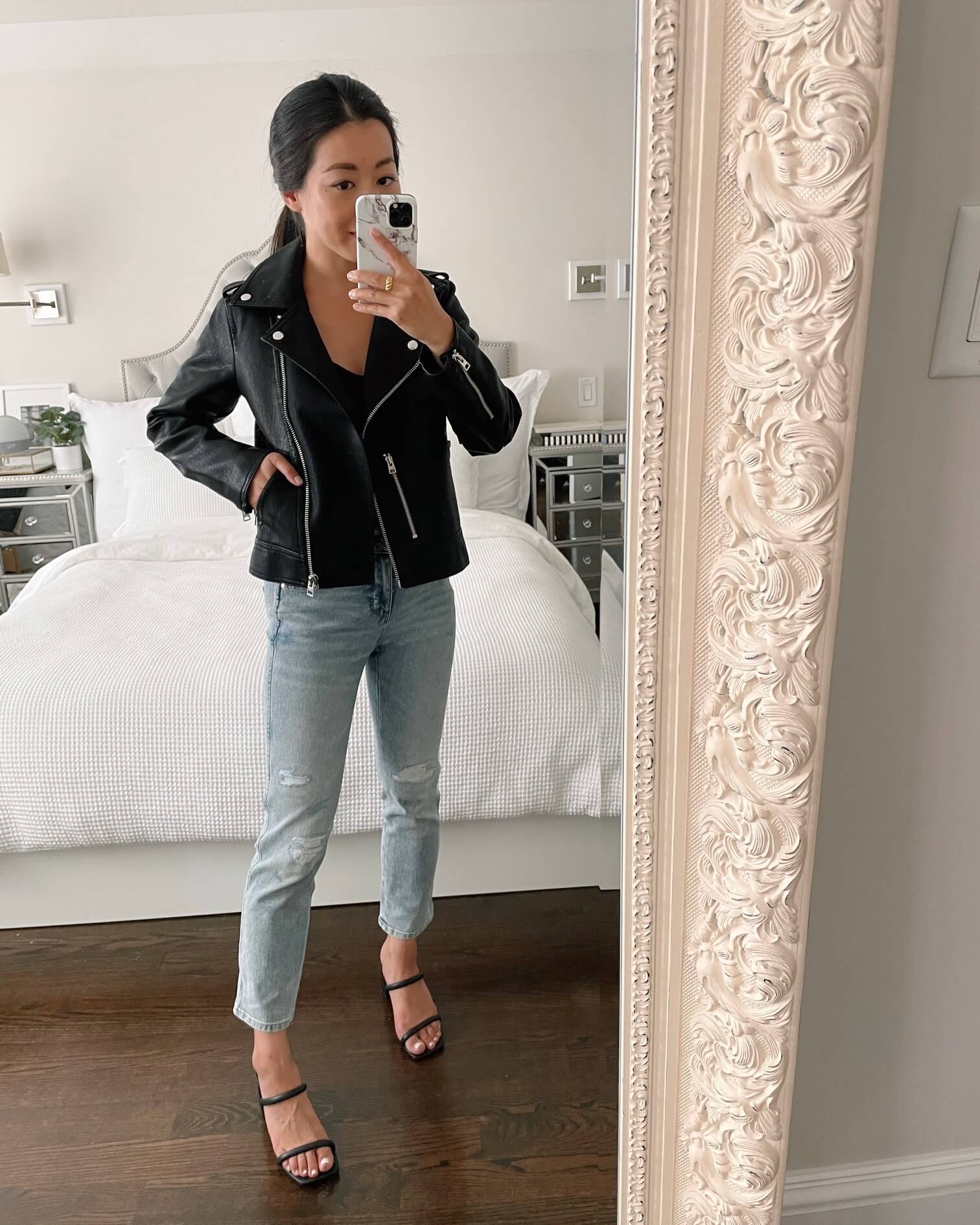 Topshop petite moto jacket review try on