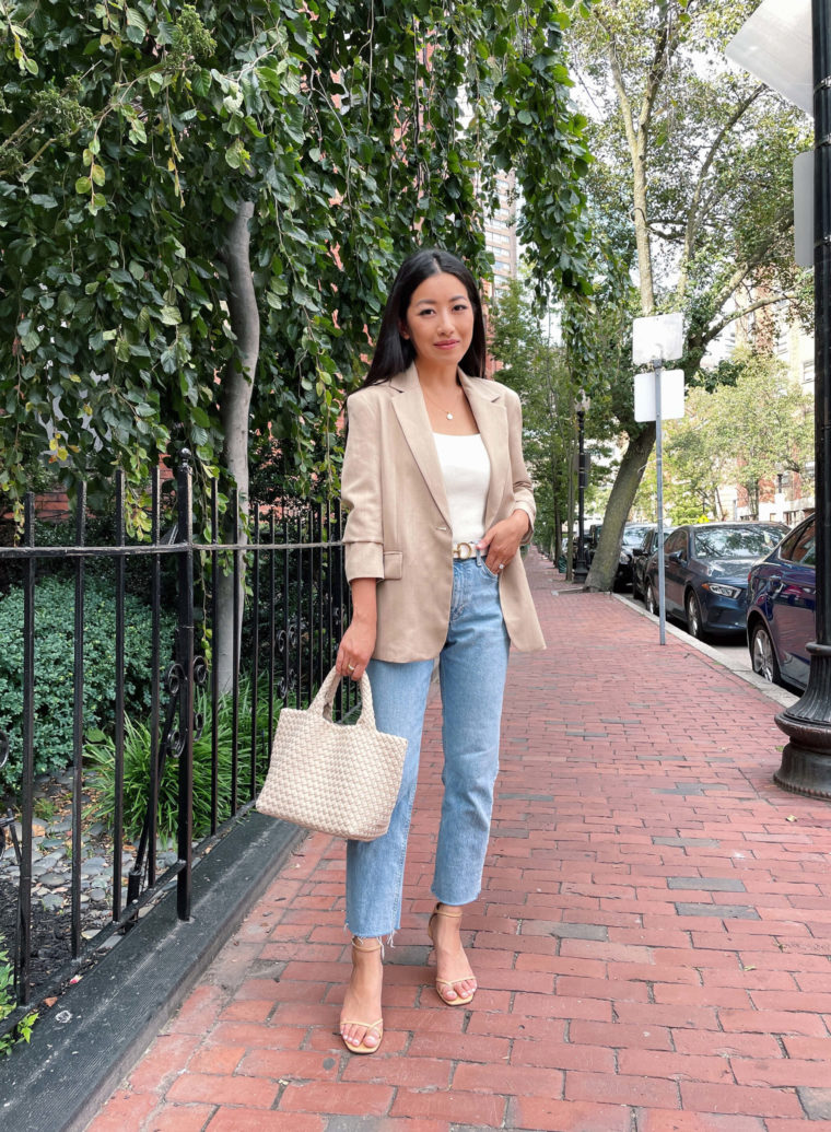 fall 2022 petite smart casual blazer work outfit