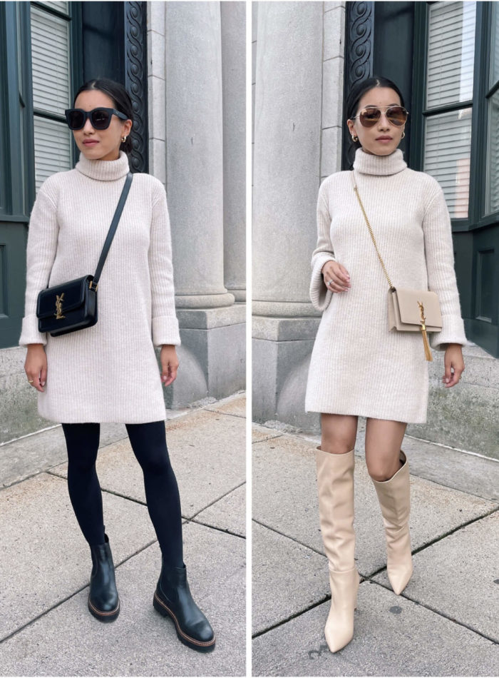 how to style a chunky sweater dress petite